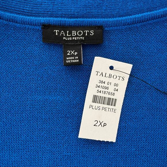 Talbots Royal Blue V-Neck Button Down Cardigan Sweater 2X Petite NWT - Picture 10 of 11
